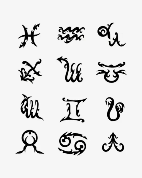 Abstract Zodiac Glyphs - Semi-Permanent Tattoos