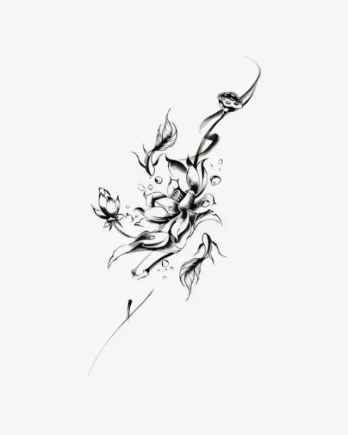 Aquatic Bloom Serenade - Semi-Permanent Tattoos