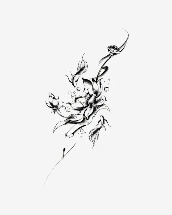 Aquatic-Bloom-Serenade-Semi-Permanent-Tattoos Aquatic Bloom Serenade - Semi-Permanent Tattoos