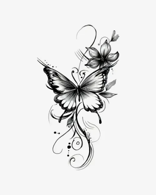 Butterfly's Floral Reverie - Semi-Permanent Tattoos