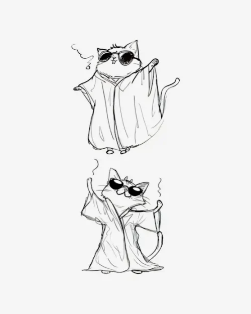 Cool Cat in Kimono  - Semi-Permanent Tattoos