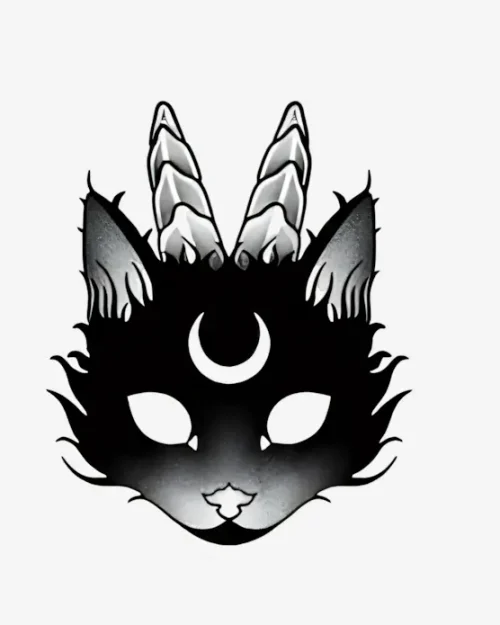 Crescent Horned Feline - Semi-Permanent Tattoos