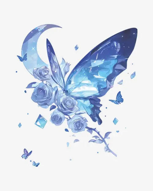 Crystal Moon Butterfly - Temporary Tattoos