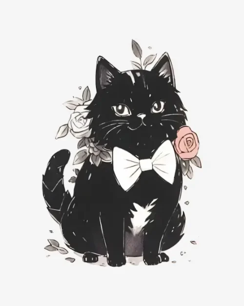 Dapper Floral Feline - Temporary Tattoos