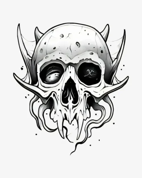 Demonic-Skull-Profile-Semi-Permanent-Tattoos Demonic Skull Profile - Semi-Permanent Tattoos