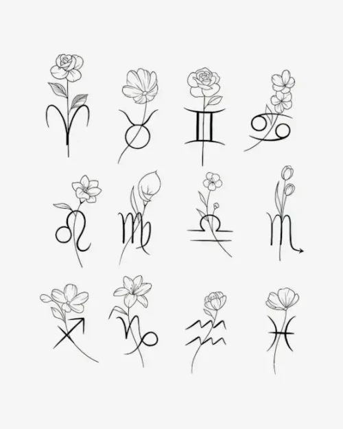 Floral Zodiac  - Semi-Permanent Tattoos
