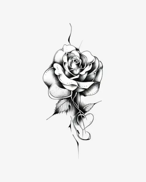 Flowing Heart Rose - Semi-Permanent Tattoos