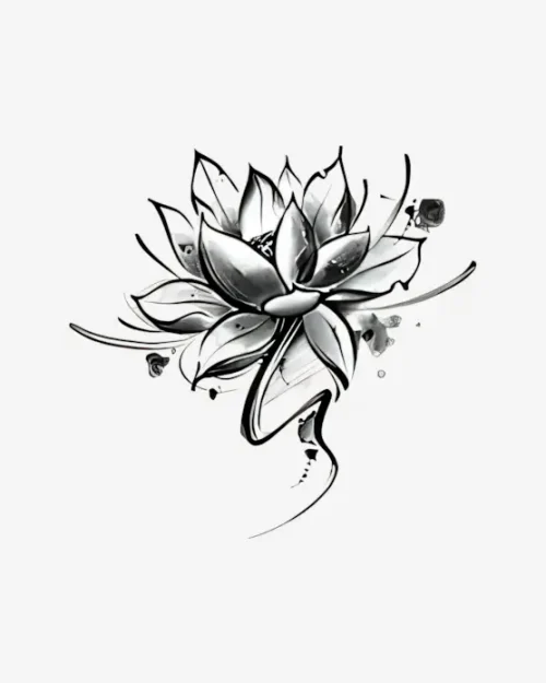 Ink Wash Lotus - Semi-Permanent Tattoos