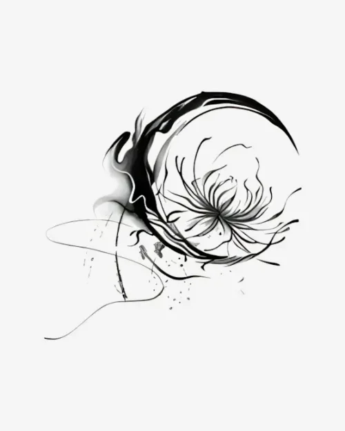 Lunar Floral Embrace - Semi-Permanent Tattoos