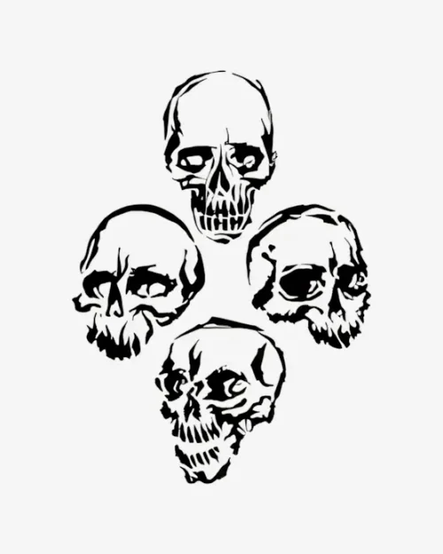 Quartet of Skulls - Semi-Permanent Tattoos