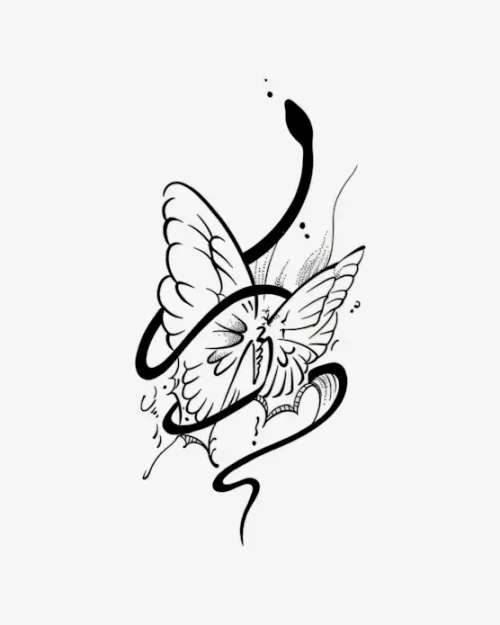 Serpent's Embrace, Butterfly's Ascent - Semi-Permanent Tattoos