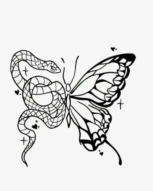 Serpent and Flutterby - Semi-Permanent Tattoos