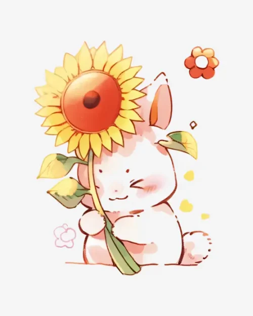 Sunflower-Bunny-Embrace-Temporary-Tattoos Sunflower Bunny Embrace - Temporary Tattoos
