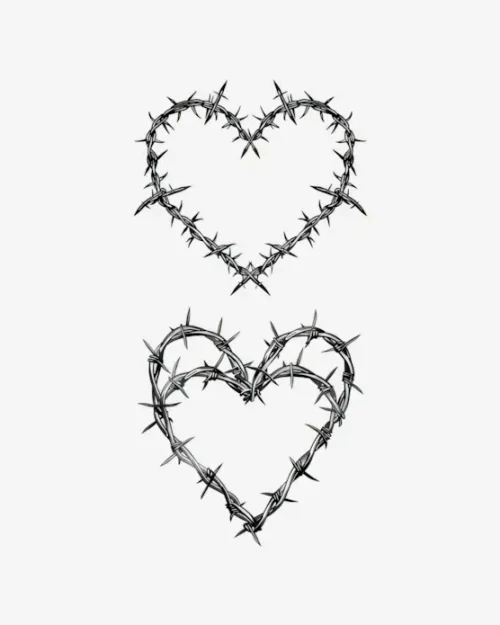 Thorny Heart Embrace - Semi-Permanent Tattoos