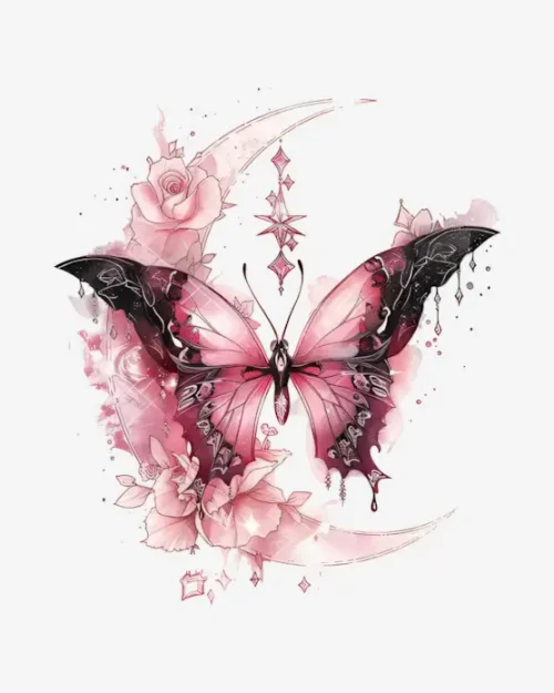 Twilight Bloom Butterfly - Temporary Tattoos