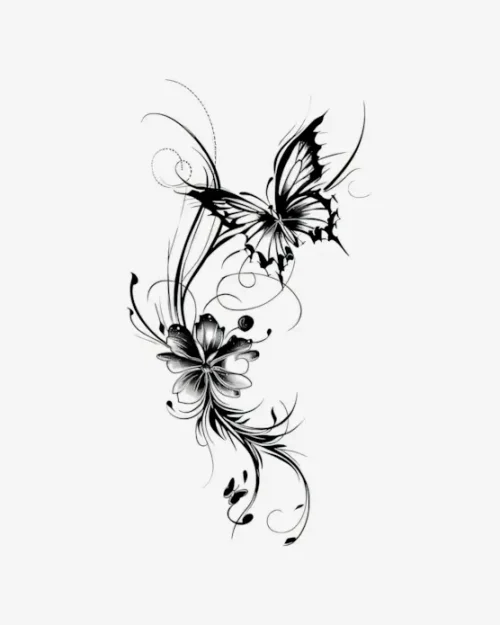 Whispering Bloom and Wing  - Semi-Permanent Tattoos