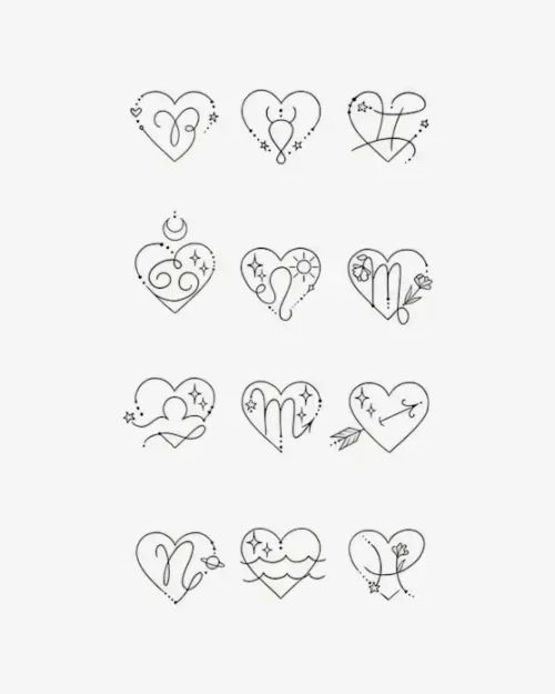 Zodiac Hearts - Semi-Permanent Tattoos